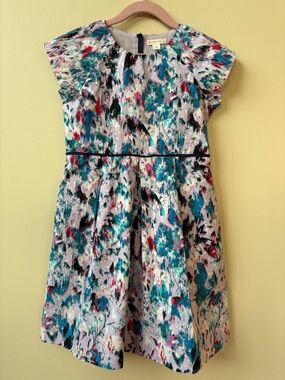 Crewcuts - Teal, Pink & Black Abstract Floral Fit-and-Flare Dress - Size 8